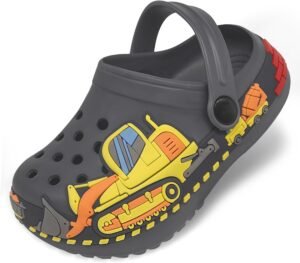 Toddler Girls Boys Clogs Cute Cartoon Front Loader Pattern Garden Clogs Children Little Kids Slip on Slides Sandals Slippers Indoor Outdoor Shower Beach Pool Water Shoes