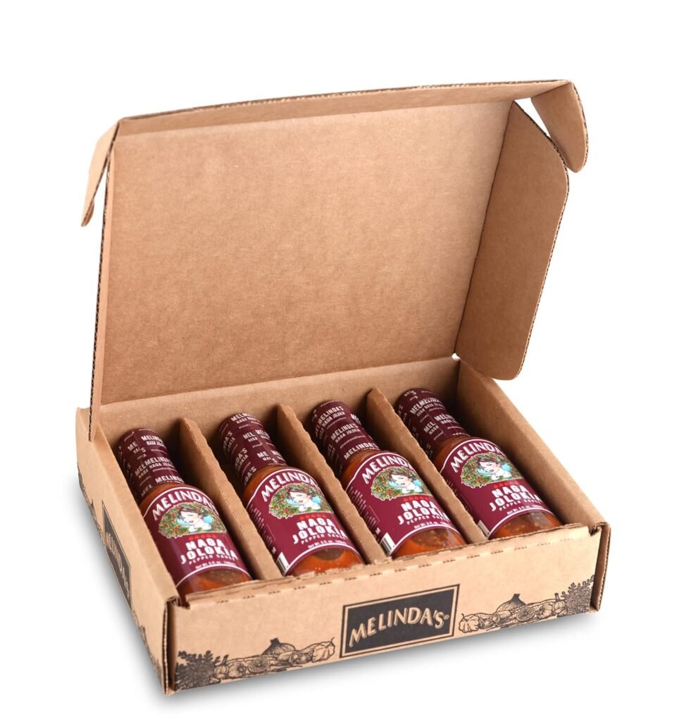 Melinda’s Naga Jolokia Pepper Hot Sauce - Gourmet Naga Jolokia Hot Sauce Perfect for Adding Serious Fire to Any Meal - Fruity & Blazing, Extra Hot - Gluten-Free, Keto, Vegan, Non-GMO - 5oz, 4 Pack