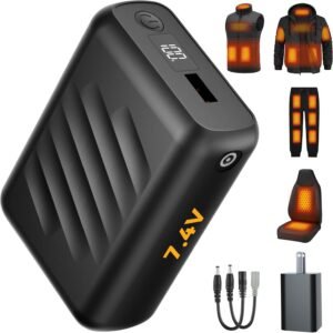 RIAFOX 7.4V 20000mAh Battery Pack for Heated Clothing RIAFOX DC Output 7.4V 20000mAh USB 5V2A Battery Pack Heated Clothing Women Men Jacket Coat Blanket Camping Chair Charger Power Bank for Wulcea Venustas Weamest Kovnlo Gotobi Ororo Tidewe Mnzz