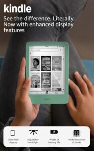 Amazon Kindle 16 GB (newest model) - Lightest and most compact Kindle, now with faster page turns, and higher contrast ratio, for an enhanced reading experience - Matcha