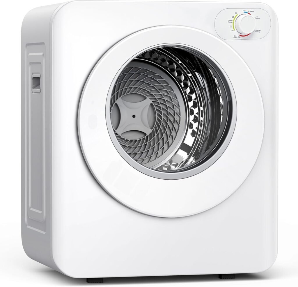 Euhomy Portable Clothes Dryer, 1.5 Cu.Ft. Portable Dryer, 850W Drying Machine with Front-Loading Stainless Steel Drum, 5 Functions, Suitable for Apartments, Dorms, RVs, Small Spaces