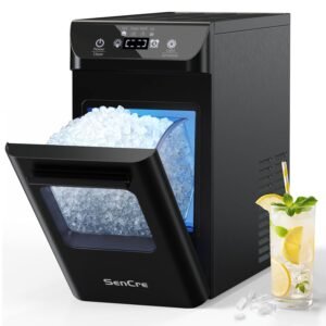 Nugget Ice Maker 44lbs/Day Countertop Ice Maker, Ice Makers with Self-Cleaning & Timer, One-Click Operation, Chewable Ice Pebble Ice Maker Machine with Scoop&Basket for Home/Kitchen/Office