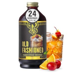 Portland Syrups Old Fashioned Flavor Beverage Concentrate – Craft Bold, Flavorful Cocktails, Mocktails Soda & More with a Classic Twist – Made w/Simple Ingredients, Less Sugar, 12 oz, 24 Servings