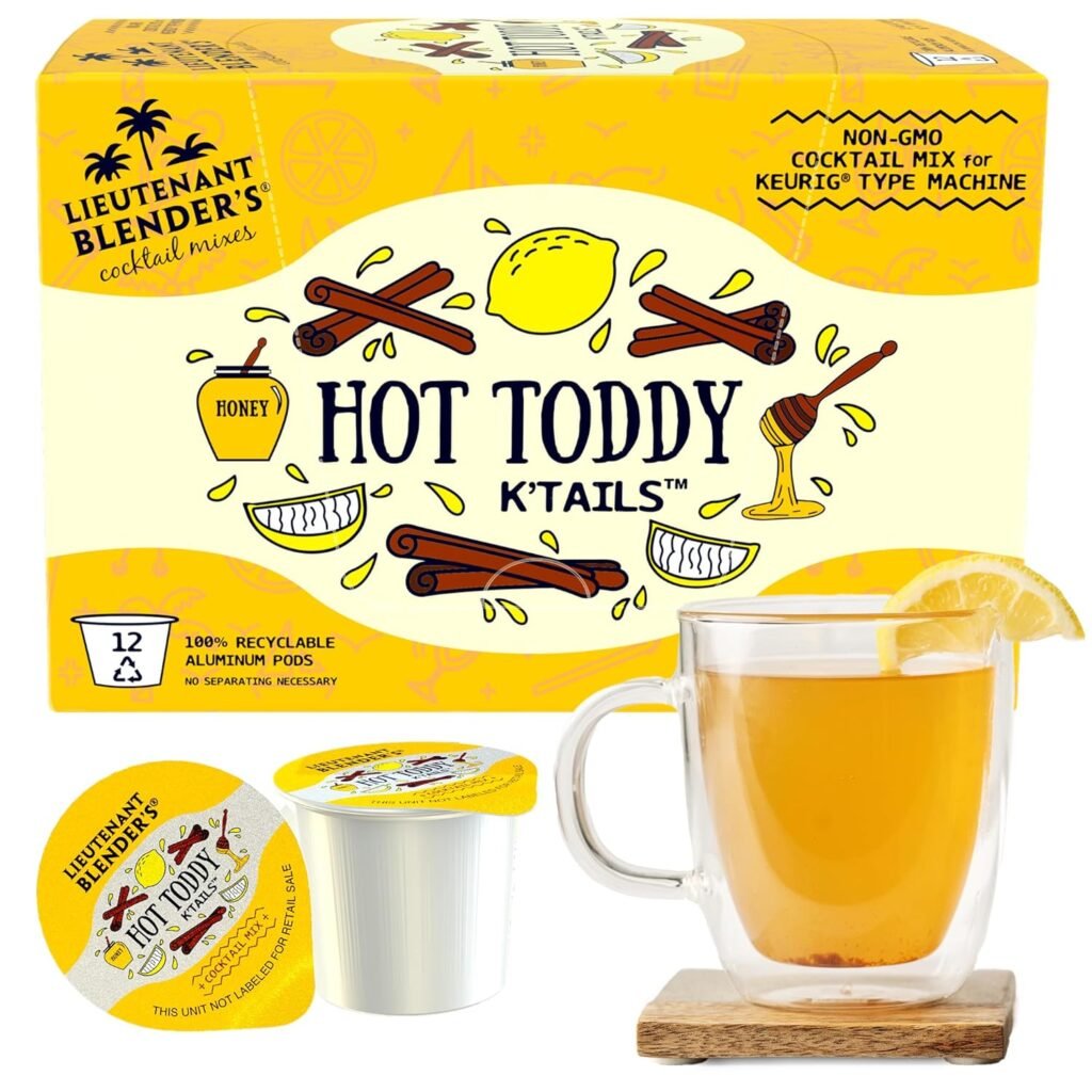 Lt. Blender's Hot Toddy K'Tails - 12 K-Cup Compatible Pods or Mix by Hand Single-Serve Non-GMO Hot Toddy Mix - Cocktail Pods, Cocktail Capsules or Mocktail Pods - Made with Real Fruit - Gluten Free