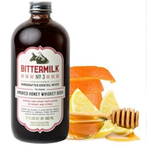 Bittermilk No.3 Smoked Honey Whiskey Sour Mix for Cocktails – Sweet and Sour Mix - Smoked Honey Syrup for Cocktails - Handcrafted Cocktail Mixer - Makes 17 Cocktails