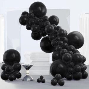 PartyWoo Black Balloons 140 pcs Different Sizes of 18 12 10 5 Inch Black Balloons Arch Kit Garland for Baby Shower Birthday Graduation Casino Gaming Anniversary Retirement Party Decorations Black-Y18