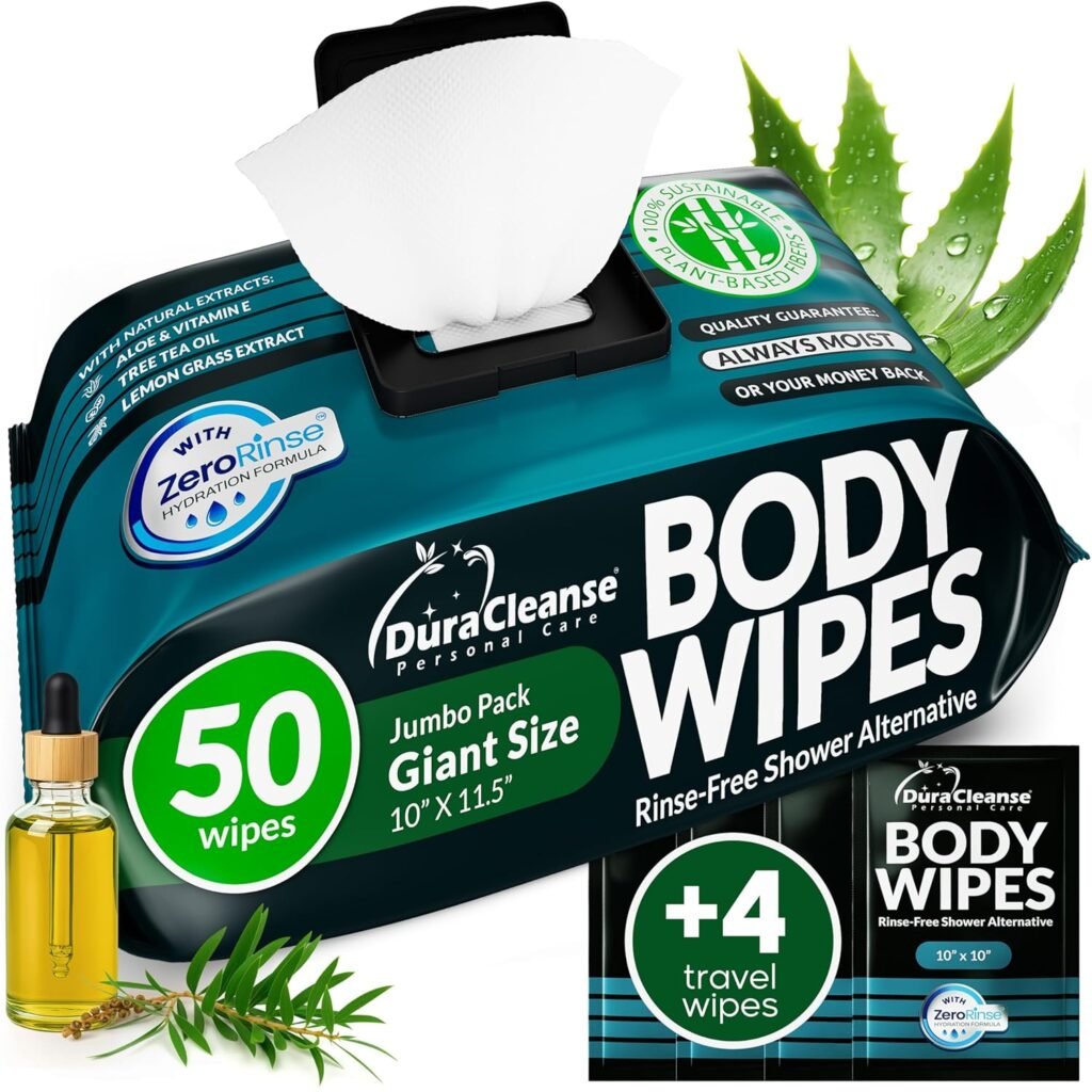 Body Wipes for Men - Maximum Cleaning Power (Ultra Clean) - 1 Pack (54 Wipes), XL Zero Rinse Shower Sheets, Waterless Bathing Wipes for After Gym, Camping & Travel