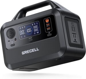 GRECELL 300W LiFePO4 Power Station—Fast Charge, Solar GRECELL Portable Power Station 300W, 230Wh LiFePO4 (LFP) Battery, 1.5hrs Fast Charging, 2 Up to 300W(Peak 600W) AC Outlets, Solar Generator for Outdoor Camping/RVs/Home Use