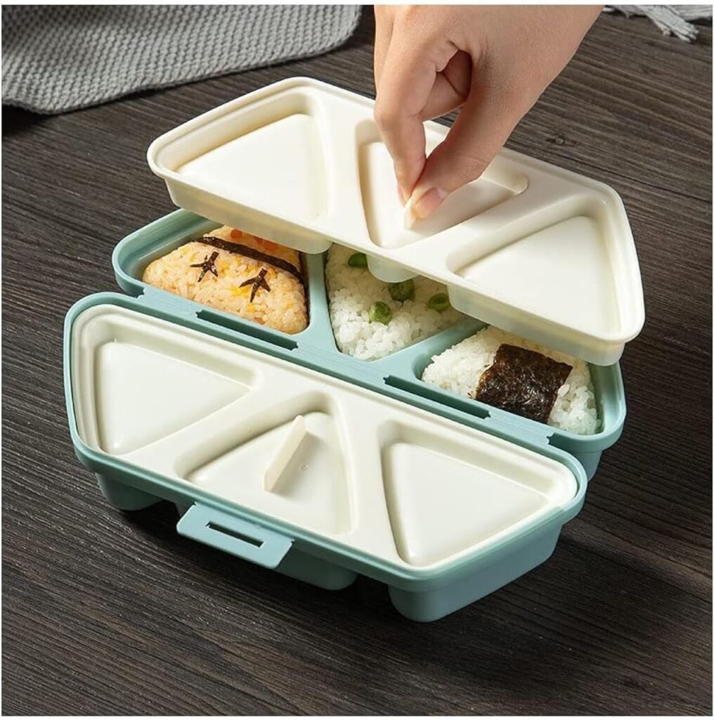 Lioong Onigiri Mold Triangle Sushi Mold 6 at Once Cavity Press Onigiri Rice Balls Non-stick Maker Tools For Seaweed Rice Balls Sushi Musubi