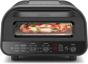 Chefman Indoor Pizza Oven: 12" Pizza in Minutes, 800°F CHEFMAN Indoor Pizza Oven - Makes 12 Inch Pizzas in Minutes, Heats up to 800°F - Countertop Electric Pizza Maker with 5 Touchscreen Presets, Pizza Stone and Peel Included - Stainless Black