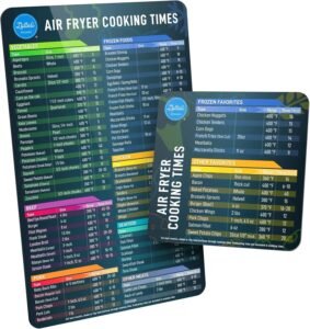 Air Fryer Magnetic Cheat Sheet Set - Air Fryer Accessories Cookbook - As Seen on The Today Show an Easy to Use AirFryer Time Chart Set - Strong Magnet Quick Reference Cooking Guide for Frying (Black)