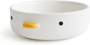 PURROOM Funny Cute Duck 6'' Salad Bowl, Handmade Glaze Chick Safety Ceramics Flat Bottomed Bowl, Home Family, Friend.