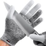 NoCry Cut Resistant Work Gloves for Women and Men, with Reinforced Fingers; Comfortable, 100% Food Grade Kitchen Cooking Hand Protection; Ambidextrous Safety Gear for Cutting; Level 5 Protection