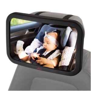 Lusso Gear Wide-Angle Shatterproof Baby Car Mirror Lusso Gear Baby Car Mirror - Shatter-Resistant Glass & Stable Rear-Facing Headrest Mount - Wide-Angle Baby Mirror for Car Backseat View - Auto Essentials for Babies - 11.5 in, Black