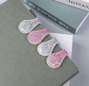 3 PCS Sparkling Leather Magnetic Bookmark, Bling Bookmark for Girls Vintage Book Mark Double-Sided Magnetic Page Markers Leather Page Clip Buckles Reading Supplies for Teacher Students Book Lovers