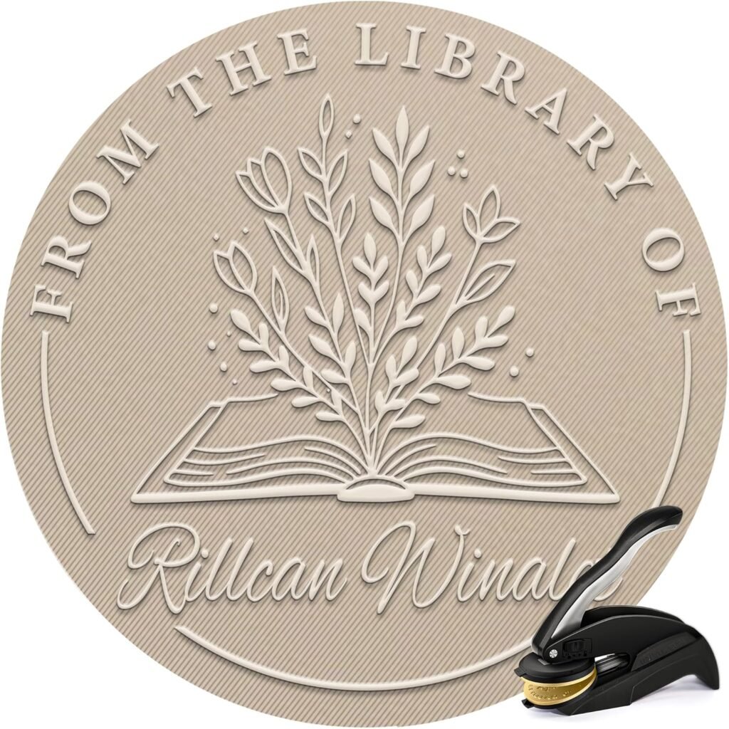 Custom Book Embosser | Book Stamp Personalized | Personal Library Embosser Custom Self-Ink Stamp from The Library of Customizable Embossing (Flowers 1)