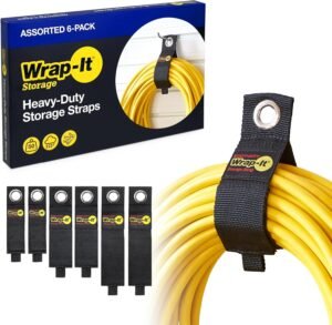 Wrap-It Heavy-Duty Storage Straps, 6-Pack Assorted Heavy-Duty Wrap-It Storage Straps (Assorted 6 Pack) - Garage Storage Extension Cord Management Cable Straps for RV Accessories and Shed Organizer