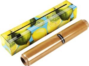 Chicwrap Lemon Refillable Plastic Wrap Dispenser - Includes One 12" x 250' Roll of Professional Grade Plastic Wrap - BPA Free and Kosher Certified - Reusable Dispenser w/Slide Cutter