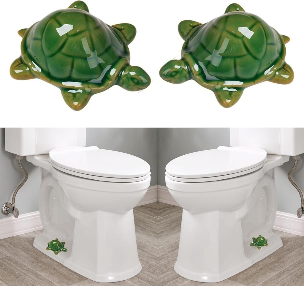 ZUNON Toilet Bolt Caps, Decorative Toilet Bolt Covers, Ceramic Cute Frog Covers Toilet Bolts Bathroom Decor Easy Installation Set of 2 (2pcs Green Turtle)