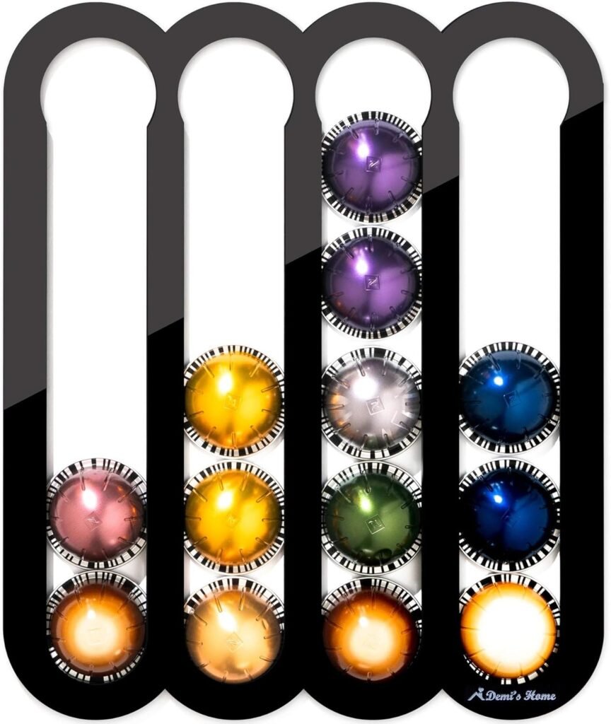 Demi's Home Magnetic Coffee Pod Holder for Nespresso Vertuo Capsules - Suitable to be Mounted on the Fridge (Black)