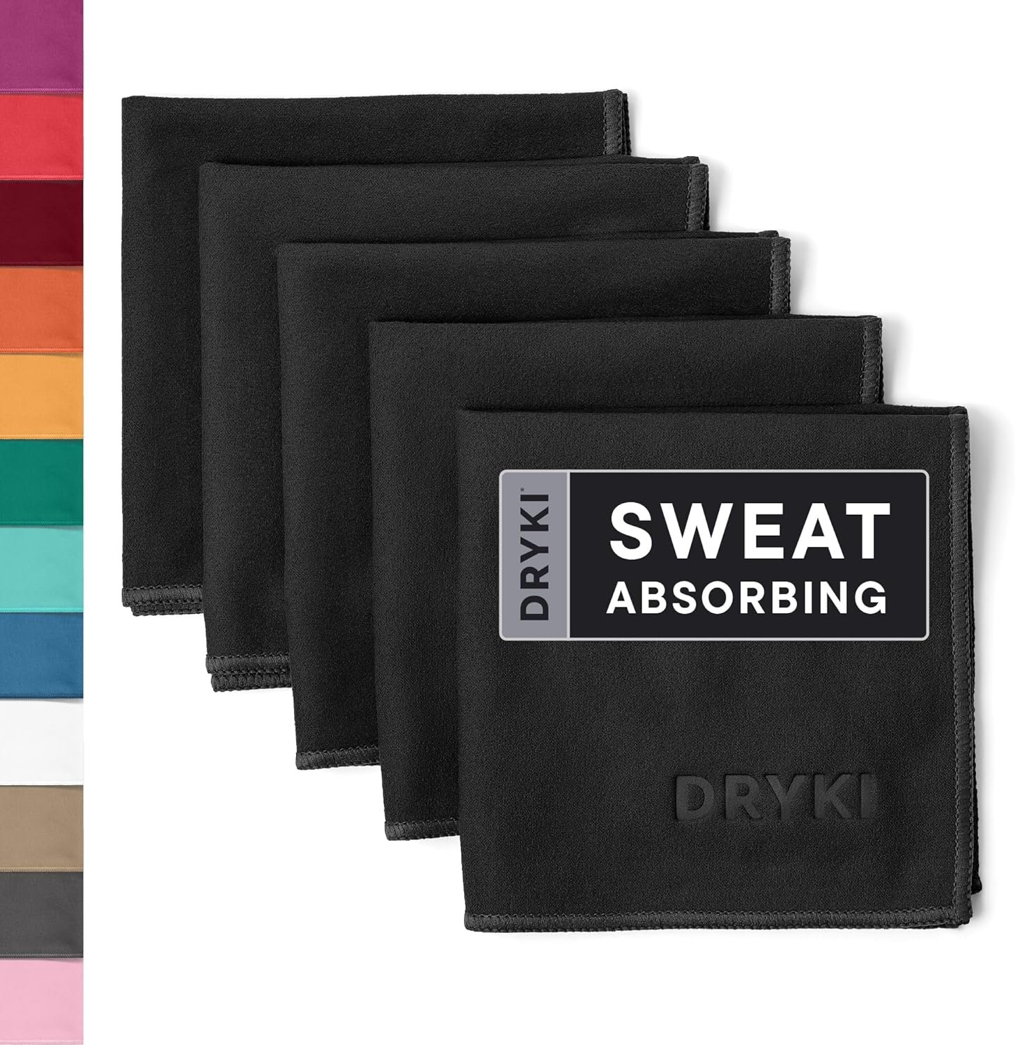 Sweat Absorbing Handkerchiefs - The Original Pocket-Sized Sweat Towels - Quick-Dry Microfiber Sweat Rags for Face, Hands, & Body - Men & Women - Gym, Sports, and Work (Black: 5 Pack)