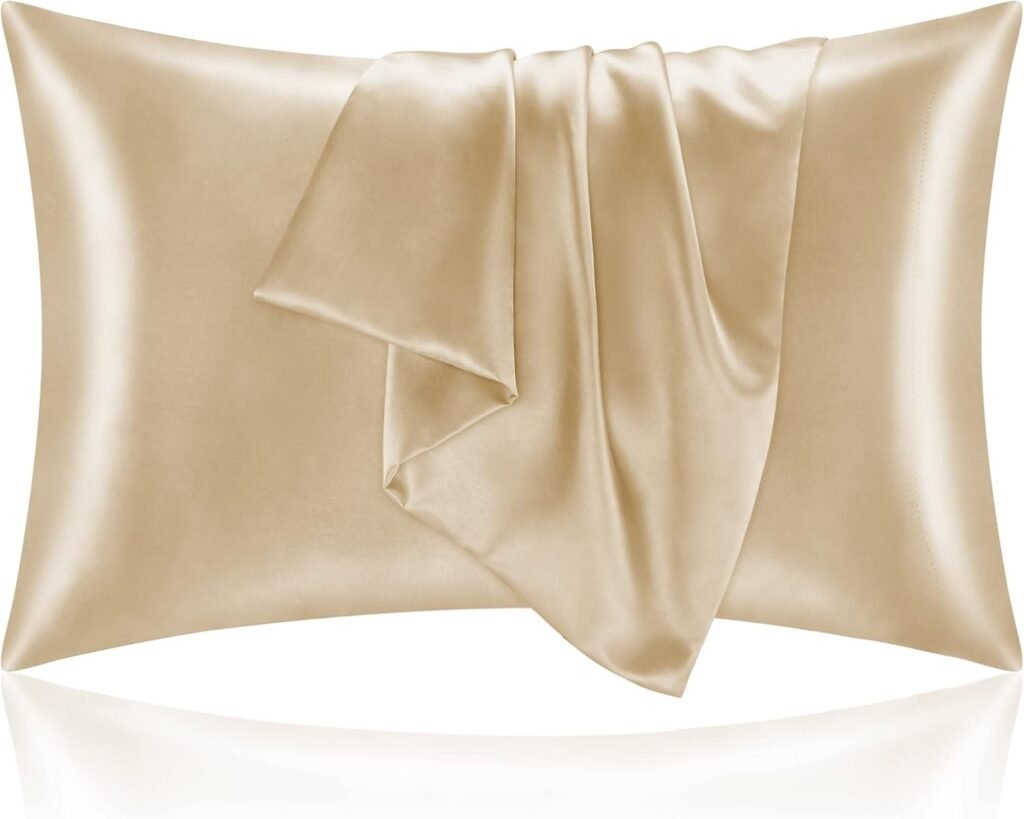 BEDELITE Satin Pillowcase for Hair and Skin, Super Soft and Cooling Similar to Silk Pillow Cases 2 Pack with Envelope Closure, Gift for Women Men(20"x30" Queen Size, Champagne)