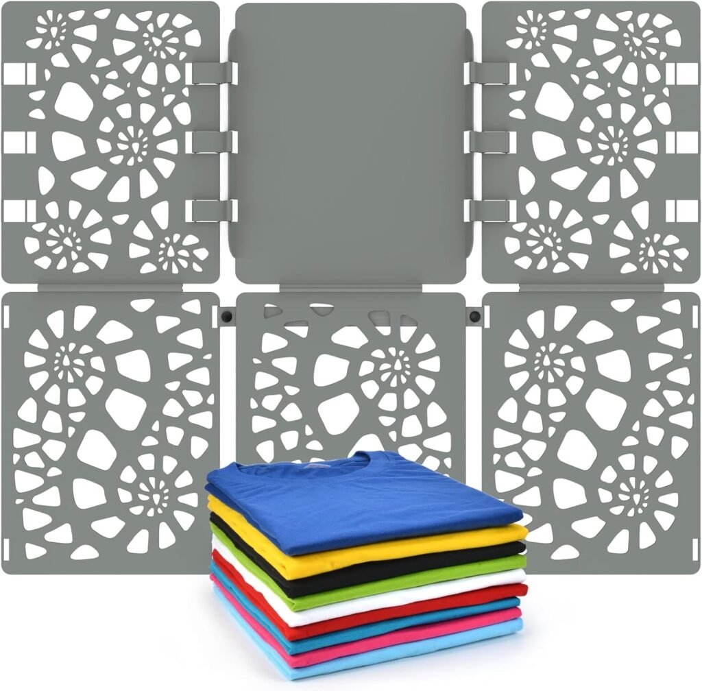 BoxLegend Shirt Folder Board V2 - Durable Plastic Clothes Folding Board Tshirt Organizer T-shirt Folder - Easy and Fast Folding for Adults and Kids - Grey