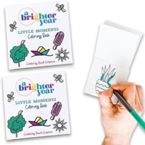 A Brighter Year The Original Adult Mini Coloring Book - 2-Pack - Little Moments Edition - 3” x 3” Pocket Size, 50 Pages, Lay Flat Binding, Thick Paper, No Bleeding - Stress & Anxiety Relief - Gift