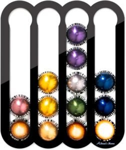 Demi's Home Adhesive Coffee Pod Holder for Nespresso Vertuo Capsules (Measure Before Purchase) - Suitable to be Mounted Inside/Under the Cabinet or on the Wall (Black)