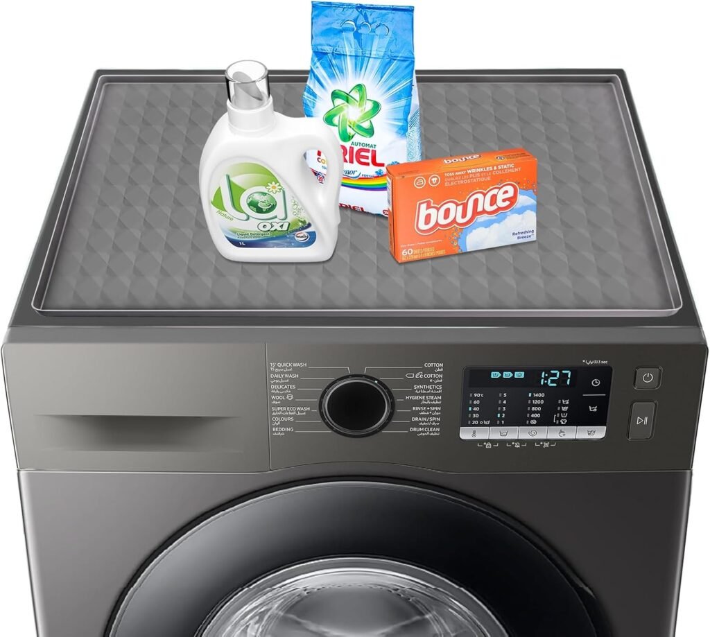 Garolue Washer and Dryer Top Protector Mat,23.6“ x 19.7" Silicone Rubber Mat for Laudry Machine & Dryer,Non Slip Heavy Duty Waterproof Washable Top Cover Pad for Home Kitchen Laundry Room