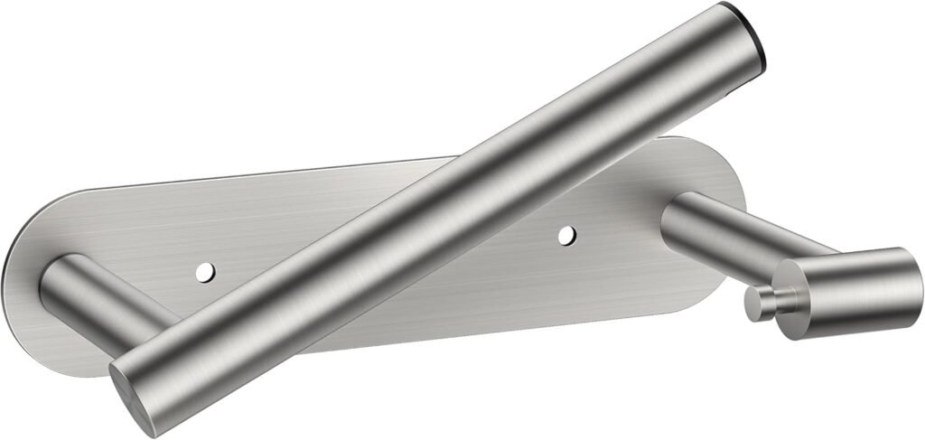 FORIOUS Toilet Paper Holder, Adhesive or Screw Wall Mount Pivoting Tissue Roll Holder for Bathroom, Stainless Steel Rustproof Self Adhesive Toilet Paper Roll Holder no Drilling, Brushed Nickel