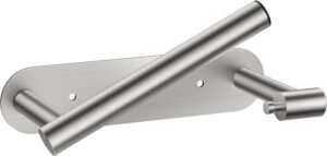 FORIOUS Toilet Paper Holder, Adhesive or Screw Wall Mount Pivoting Tissue Roll Holder for Bathroom, Stainless Steel Rustproof Self Adhesive Toilet Paper Roll Holder no Drilling, Brushed Nickel