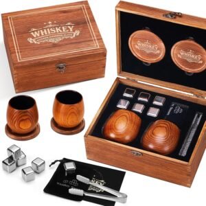 VANGONA Bourbon Wooden Drinking Glass Charred, Whiskey Glasses for Dad Gift, Bourbon Drinking Glass Gift for Dad, Bourbon Gifts for Men,Parents, Handcrafted Whiskey Gifts Wood Wine Glass