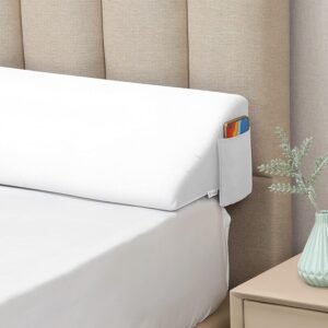 Vekkia Queen Size Bed Wedge Pillow for Headboard Gap/Mattress Wedge Gap Filler/Bed Gap Filler Fill 0-6" Gap Between Headboard and Mattress,60"x10"x6"-White