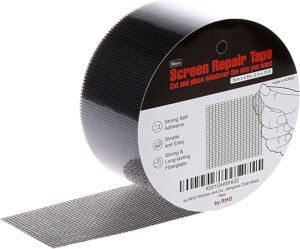by.RHO Window Screen Repair Kit Tape (Black, 2" x 15FT) for Window Screen and Screen Door Tears Holes 3-Layer Strong Adhesive & Waterproof Tape Fiberglass Covering mesh