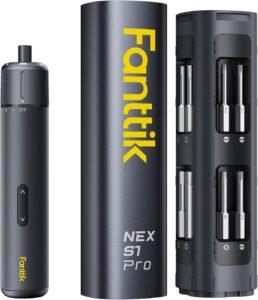 Fanttik S1 Pro Electric Screwdriver, Power Screwdriver with16 S2 Steel Bits, 3 Torque Settings, Max 6 N.m, 2000mAh Battery, LED Light & 1/4''Hex, Ideal Tool for Furniture & Gaming PC