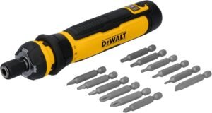 DEWALT 4V USB Cordless Screwdriver Kit w/ 12 Bits DEWALT Cordless Screwdriver, 4V USB Rechargeable Electric Screwdriver with 12 pcs Screwdriver Bit Set, LED Light, FLEXDRIVE Control, Compact, Ergonomic (DWHT66719)