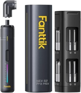Fanttik S2 Pro Max Electric Screwdriver Kit + Angle Adapter Fanttik S2 Pro Max Electric Screwdriver, Cordless Screwdriver Set, 7 Torque Settings, 0.5 to 6N.m, 16 Magnetic Bits, 1/4''Hex Shank, with Separate 90° Angle Adapter for Tight Space and Household DIY