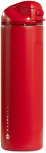 HydroJug Ease2o Water Bottle with Straw & Chug Lid, Stainless Steel, Vented Cap to Help Reduce Pressure, Water-Level Window, Cup Holder Friendly, Non-Slip Base – 24oz, Alumni Red