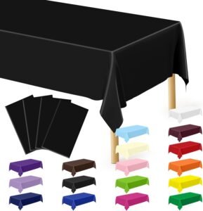 4-Pack Waterproof Picnic Table & Bench Covers, Black QZYL 4 PCS Picnic Table Cover with Bench Covers, Black Plastic Table Cloths, 54 X 108 in Disposable Waterproof Rectangle Table Covers for Camping Birthdays Weddings Parties Christmas