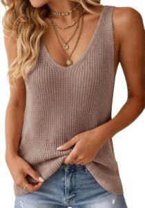Tutorutor Womens Summer Sleeveless V Neck Sweater Vest Fall Knitted Loose Cami Tank Tops