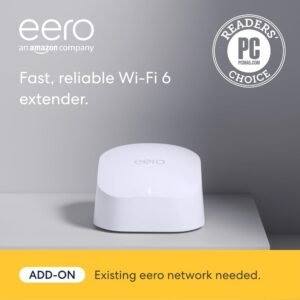 Amazon eero 6 mesh wifi add-on extender - Add up to 1,500 sq. ft. of Wi-Fi 6 coverage. Required eero mesh wifi system not included