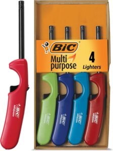 BIC Multi-purpose Lighters, Long Metal Wand for Grills and Fireplaces, Classic Collection, 4-Pack (Colors May Vary)