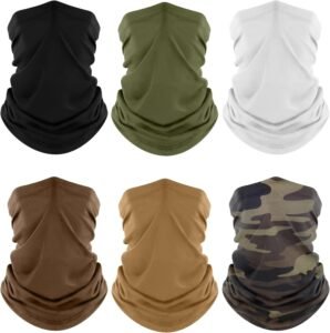 Fuinloth Neck Gaiter, 6 Pack Cooling UV Protection Bandana Face Mask Gator Scarf for Men Women