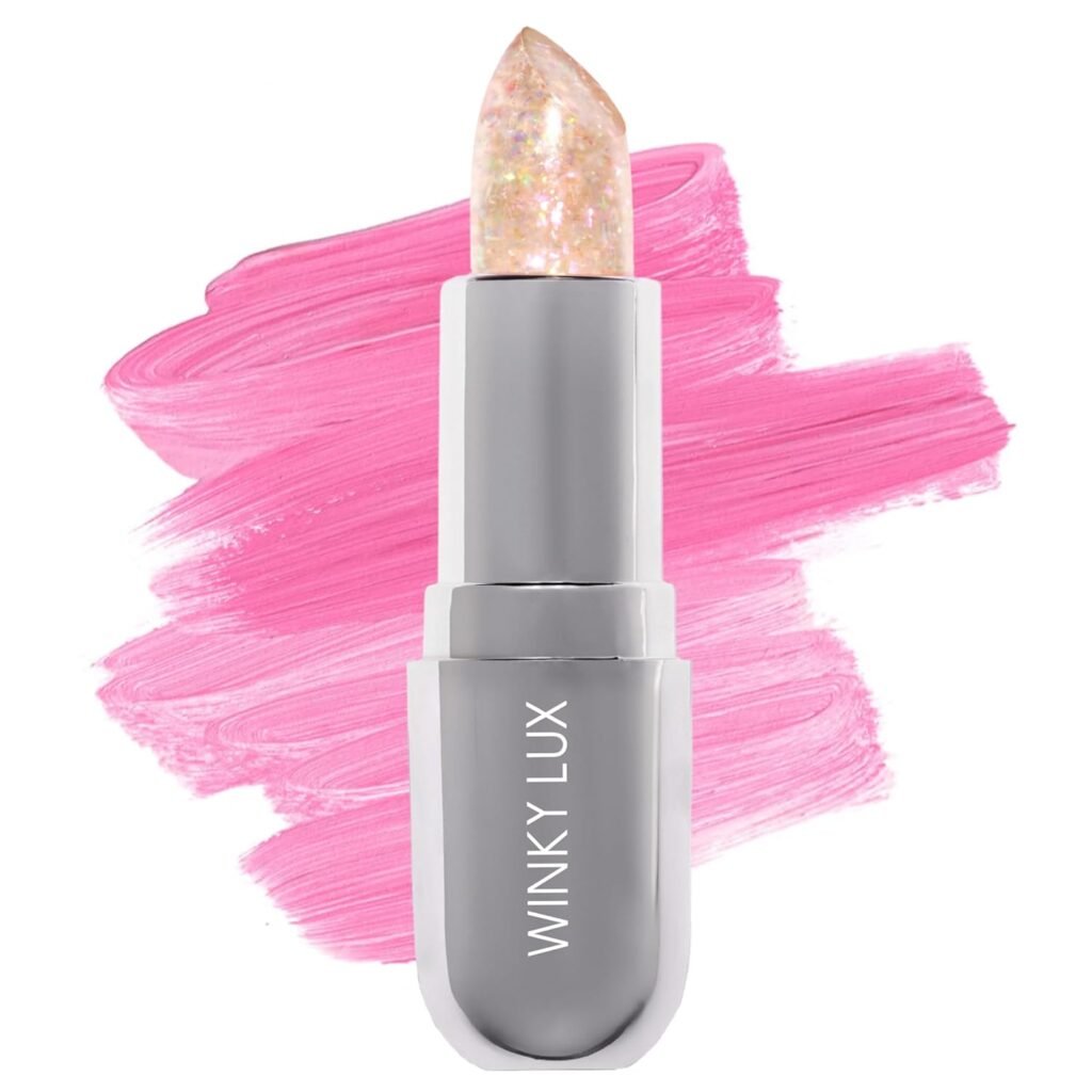Winky Lux Rainbow Glitter Confetti Balm - Hydrating ph Lip Balm, Natural Pink Tint with pH Color Changing, Moisturize & Soften Lips While Leaving Sheer Pink Tint, with Vanilla Scent