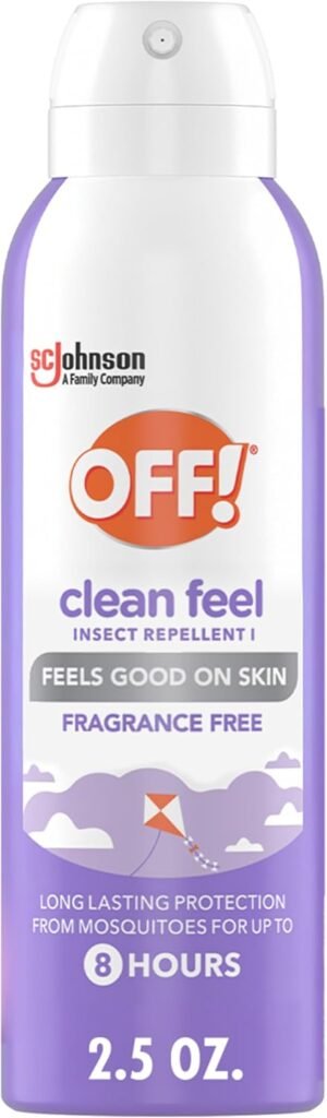 Off! Clean Feel Travel Size Insect Repellent Aerosol with 20% Picaridin - Bug Spray for Long-Lasting DEET-Free Protection from Mosquitoes, Fragrance-Free Pest Control for Ticks & Flies, 2.5 oz