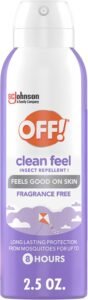 Off! Clean Feel Travel Size Insect Repellent Aerosol with 20% Picaridin - Bug Spray for Long-Lasting DEET-Free Protection from Mosquitoes, Fragrance-Free Pest Control for Ticks & Flies, 2.5 oz