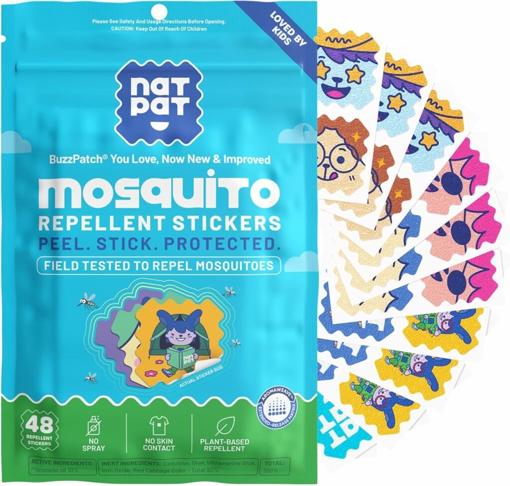 NATPAT Buzz Patch Mosquito Patch Stickers for Kids - Plant Based Ingredients, Non-Toxic - The Original All Natural Citronella Essential Oil Insect Patch, DEET Free, for Toddlers, Kids (48 Pack)