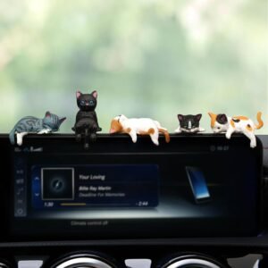 Cat Car Interior Accessories Dashboard Decorations, Set of 5 Cute Car Dash Decor Rearview Mirror Ornament for Women Girl