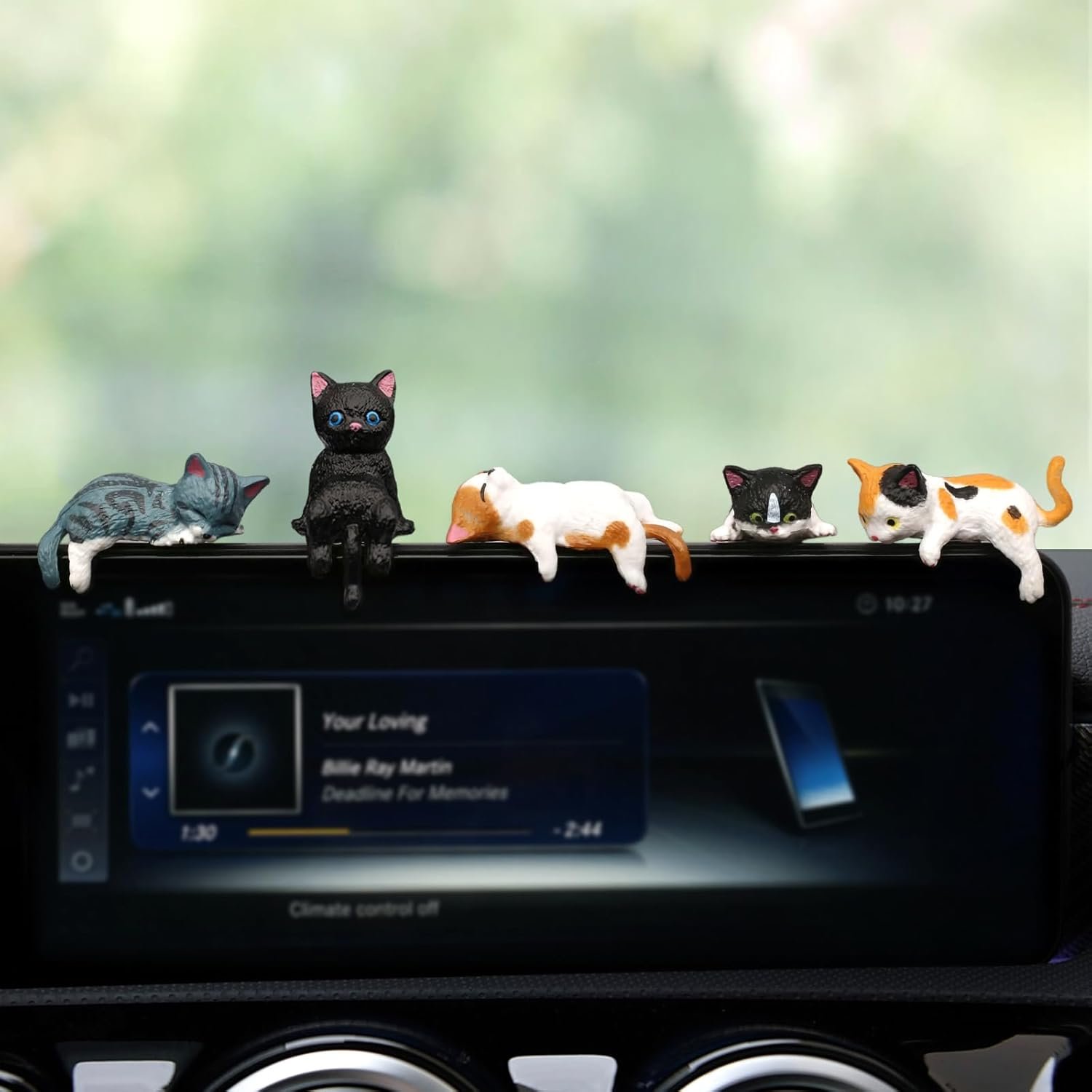 Cat Car Interior Accessories Dashboard Decorations, Set of 5 Cute Car Dash Decor Rearview Mirror Ornament for Women Girl